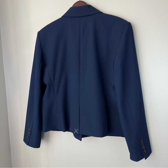 NWT Ann Taylor Womens 16 Navy The Shorter Two Button Blazer Bi-Stretch Academia - Picture 11 of 15
